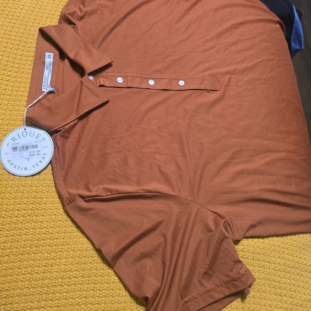 Criquet Men's Polo Shirt in Warm Orange, Performance Range Polo